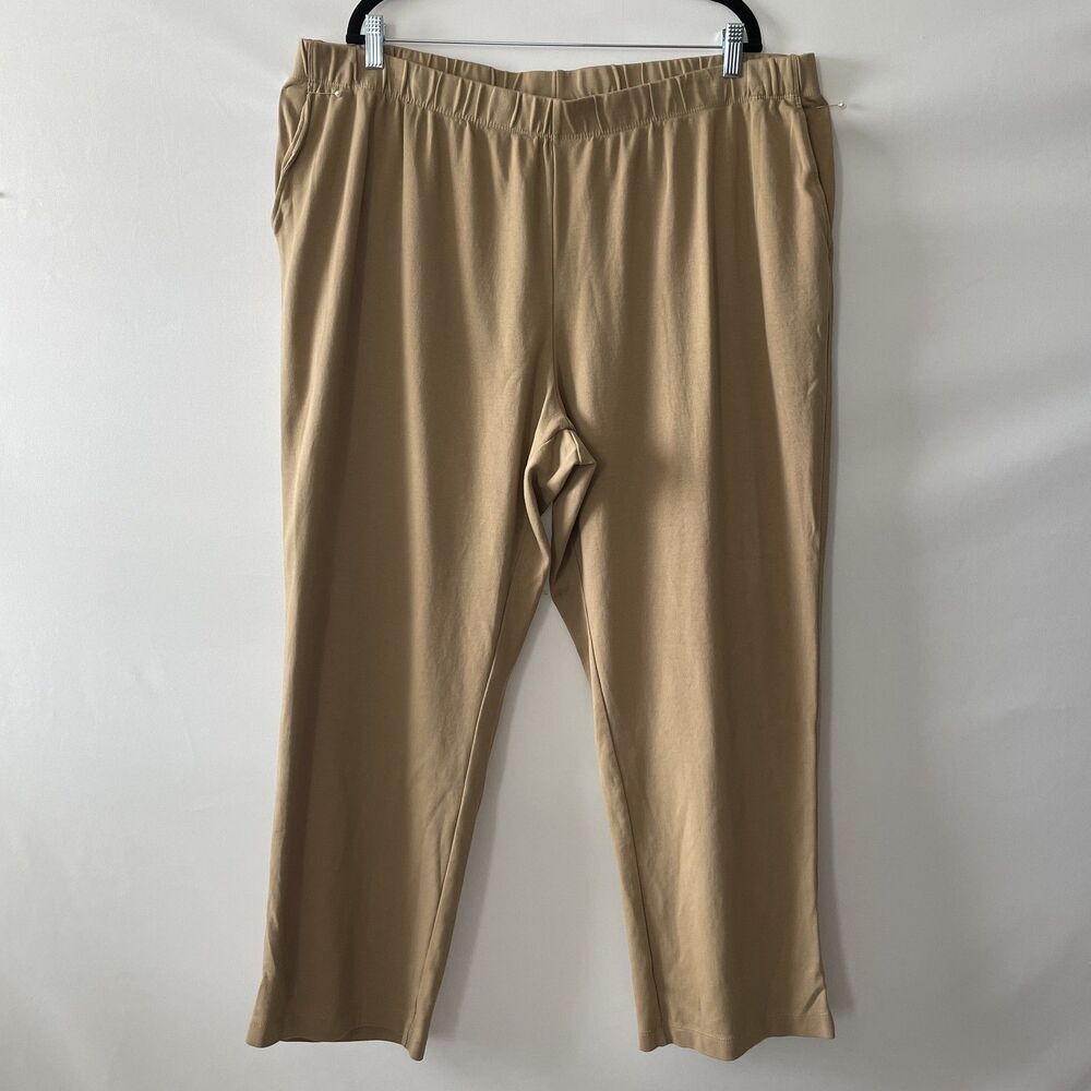 Lands' End Women's Pull On Ankle Pants Tan Cotton Size 3X-mpv